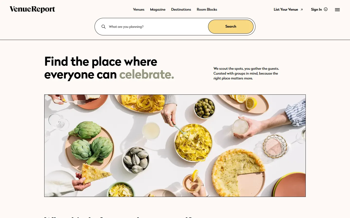 Venue Report, home page